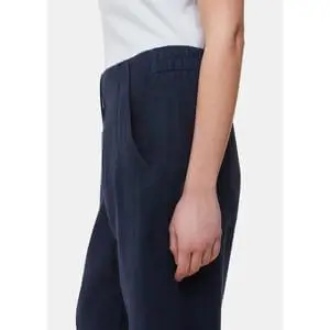 Whistles Navy Linen Barrel Leg Trouser